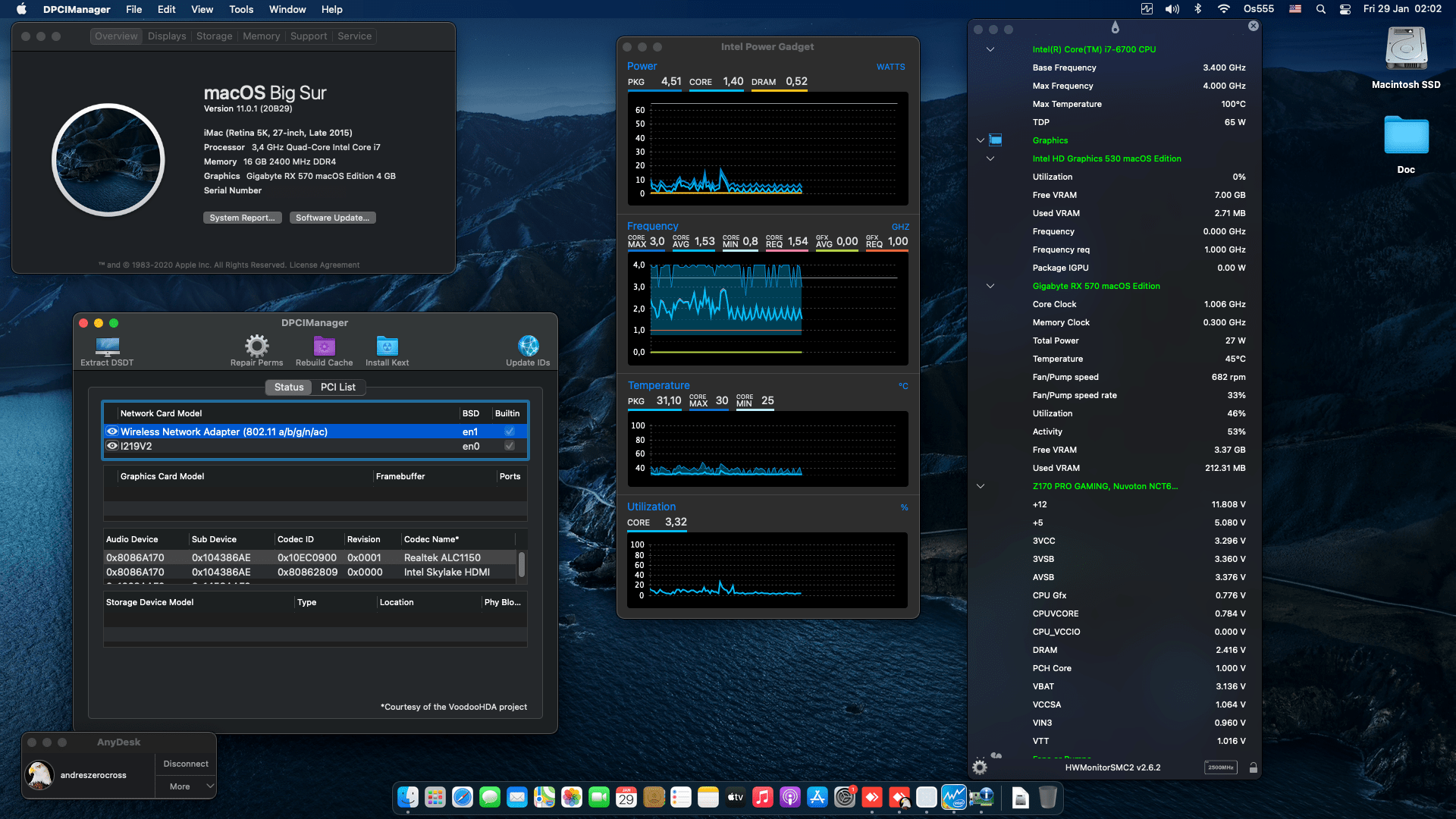 Success Hackintosh macOS Big Sur 11.0.1 Build 20B29 in Asus Z170 Pro Gaming + Intel Core i7 6700 + Gigabyte RX 570
